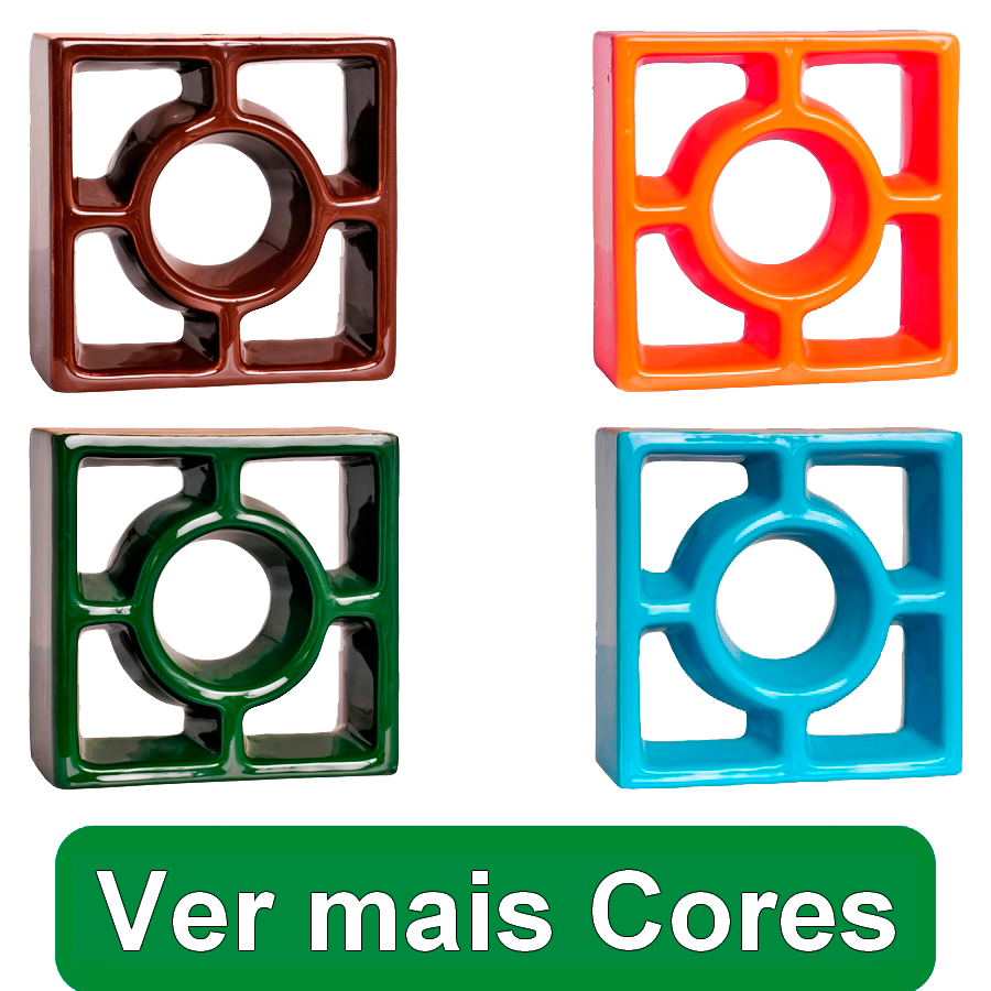 Cobogó de louça esmaltada Reto Redondo - Todas as Cores